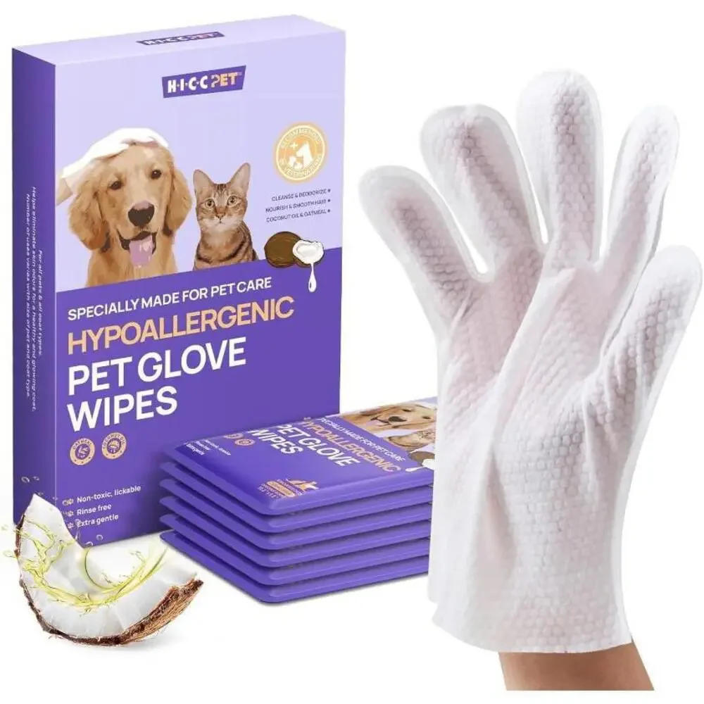 Gentle Cleaning Bath Wipes for All Pets - Quick Deodorizing Solution - 6 Wipes